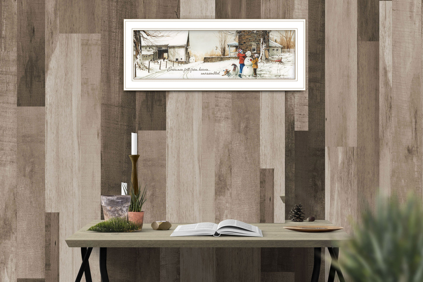 Snowmen from Heaven 2 White Framed Print Wall Art-3
