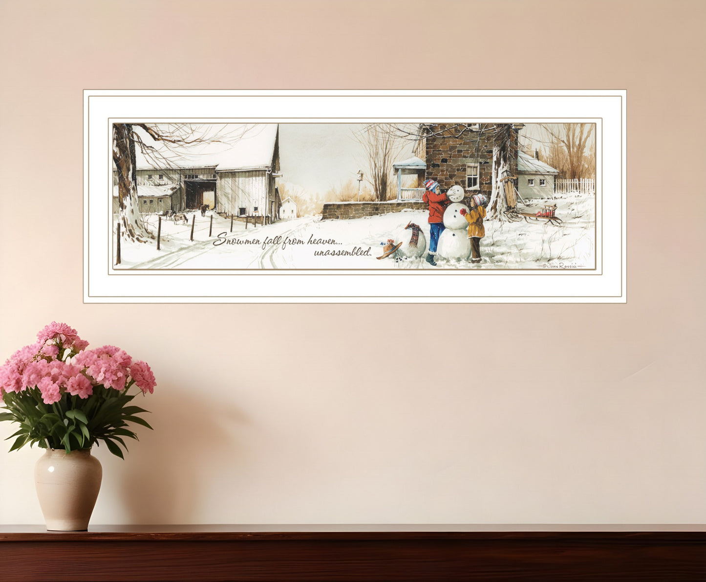 Snowmen from Heaven 2 White Framed Print Wall Art-0