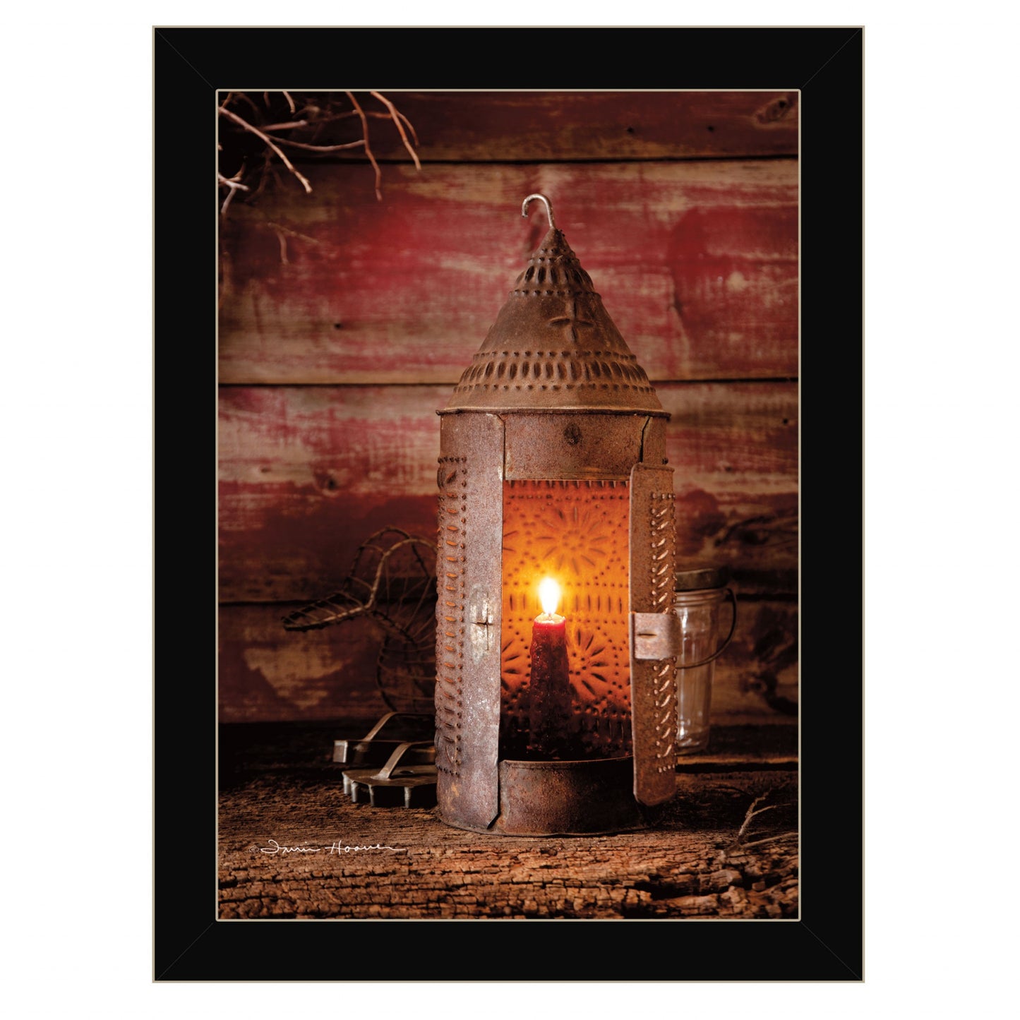 Tinners Lantern 3 Black Framed Print Wall Art-1