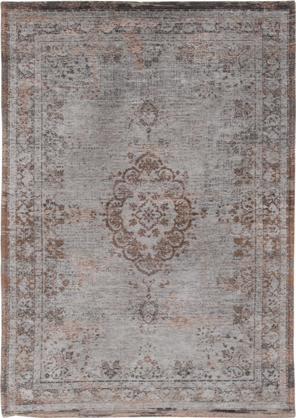 3' X 5' Gray and Beige Medallion Non Skid Area Rug-1