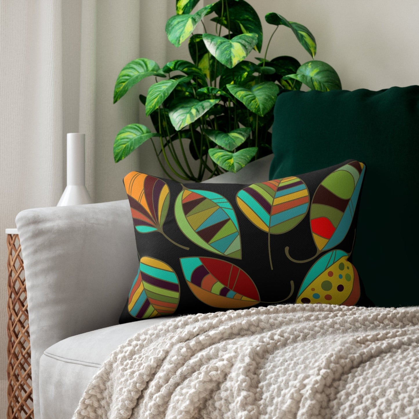 Decorative Lumbar Throw Pillow - Autumn Color Leaves-3