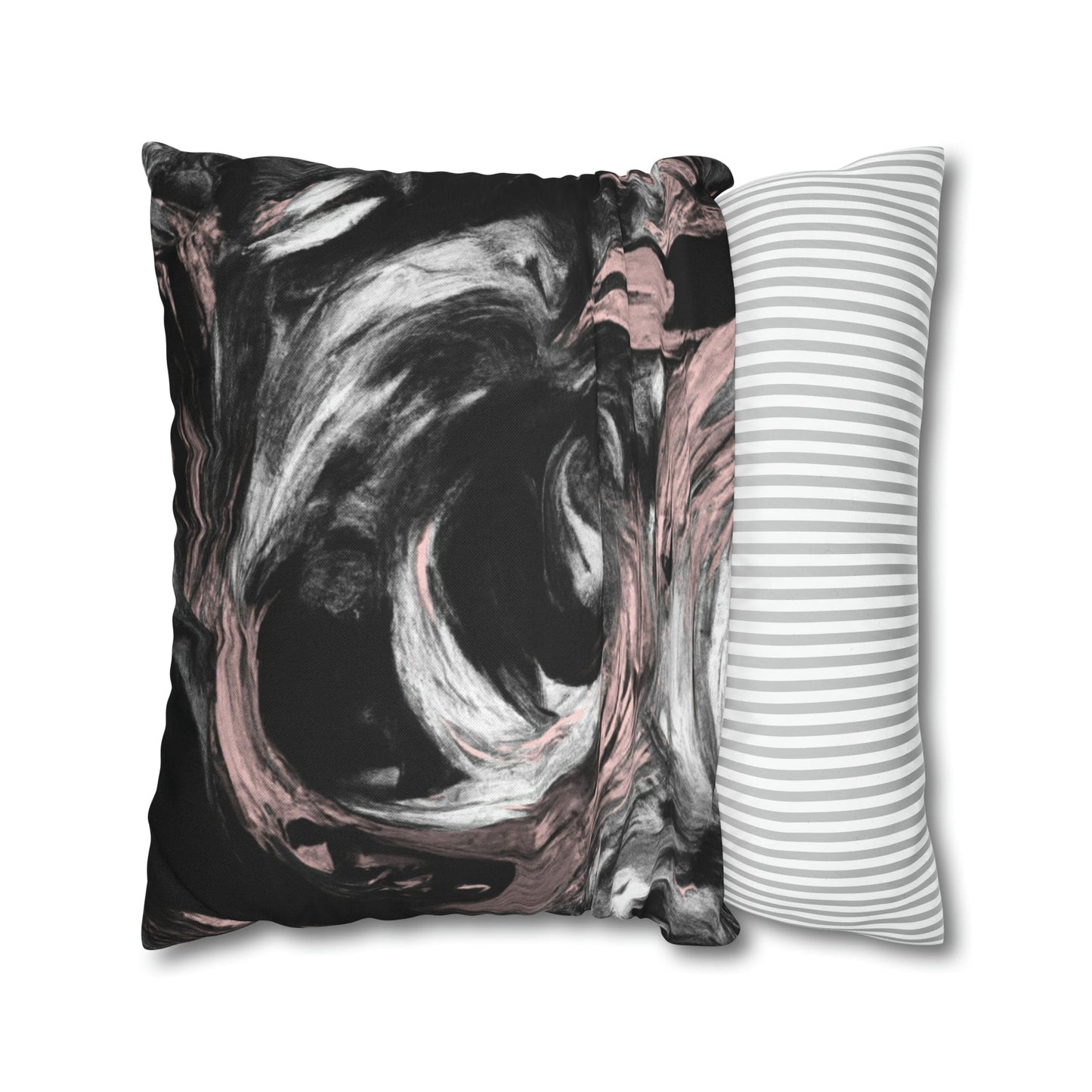 Decorative Throw Pillow Cover - Black Pink White Abstract Pattern-4