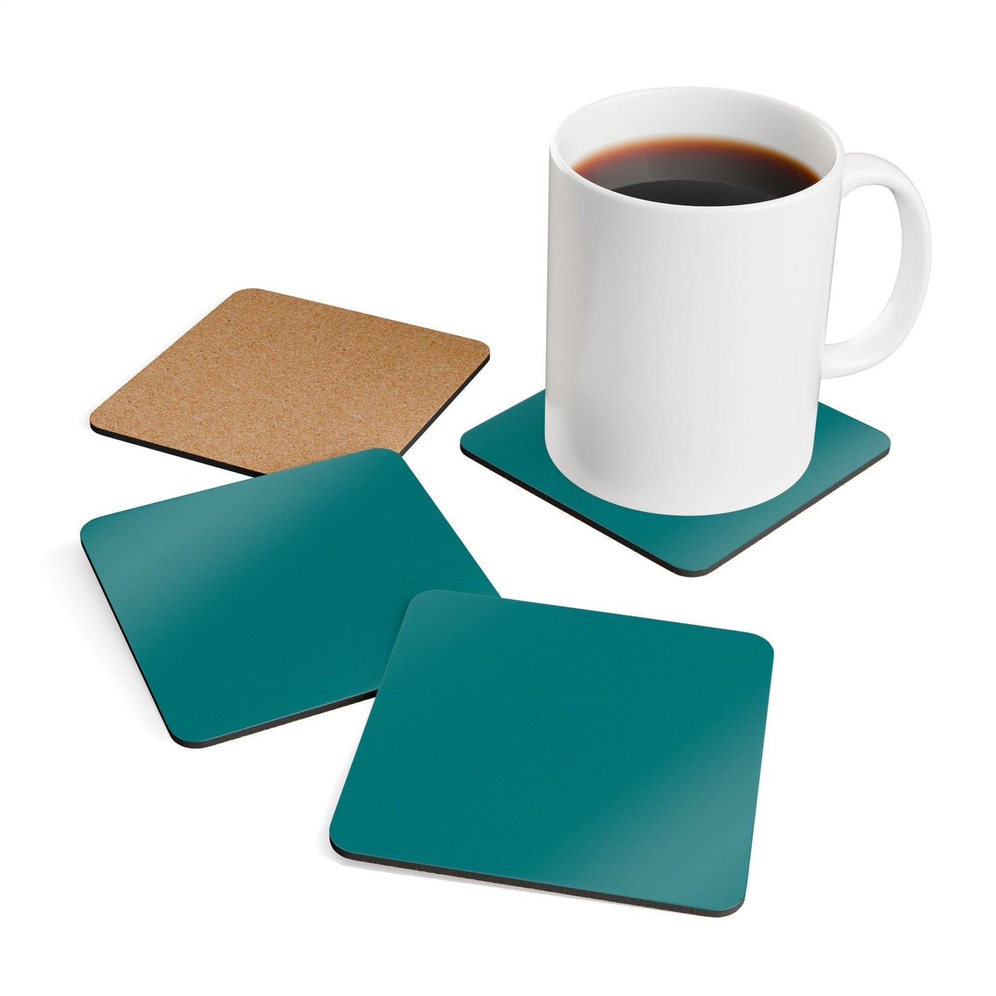 Handcrafted Square Coaster Set of 4 Dark Teal Green-3