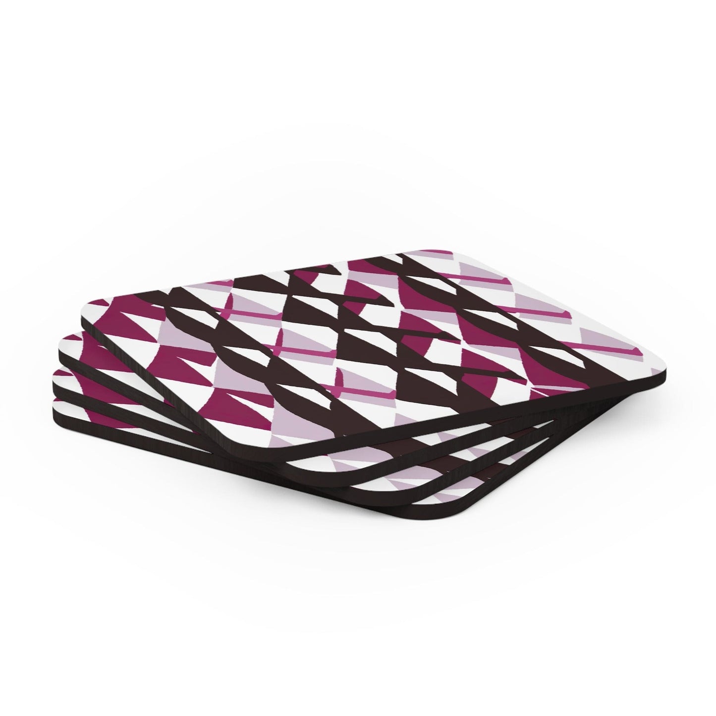 Handcrafted Square Coaster Set of 4 - Pink Mauve Pattern-3
