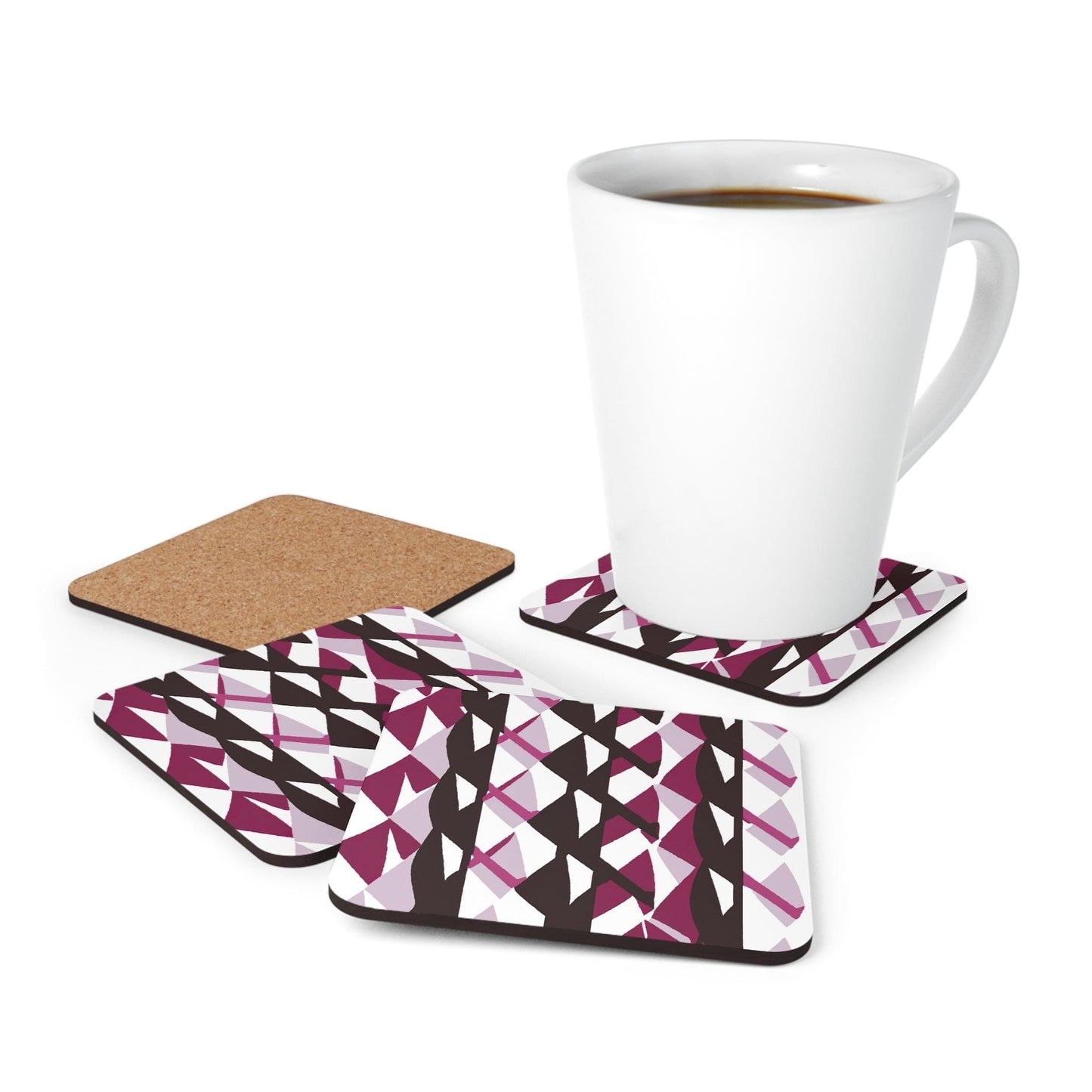 Handcrafted Square Coaster Set of 4 - Pink Mauve Pattern-4