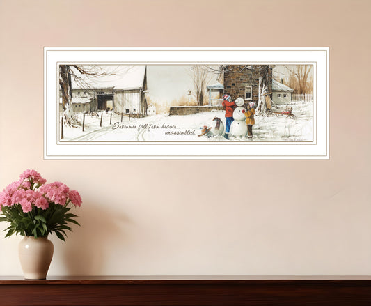 Snowmen from Heaven 2 White Framed Print Wall Art-0