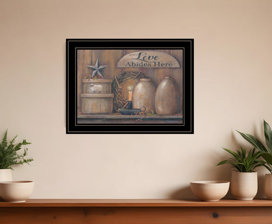 Love Abides Here Shelf 3 Black Framed Print Wall Art-0