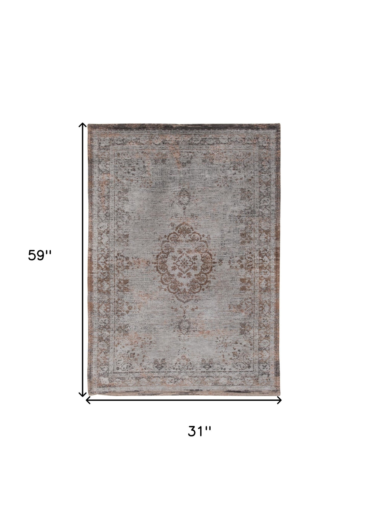 3' X 5' Gray and Beige Medallion Non Skid Area Rug-2