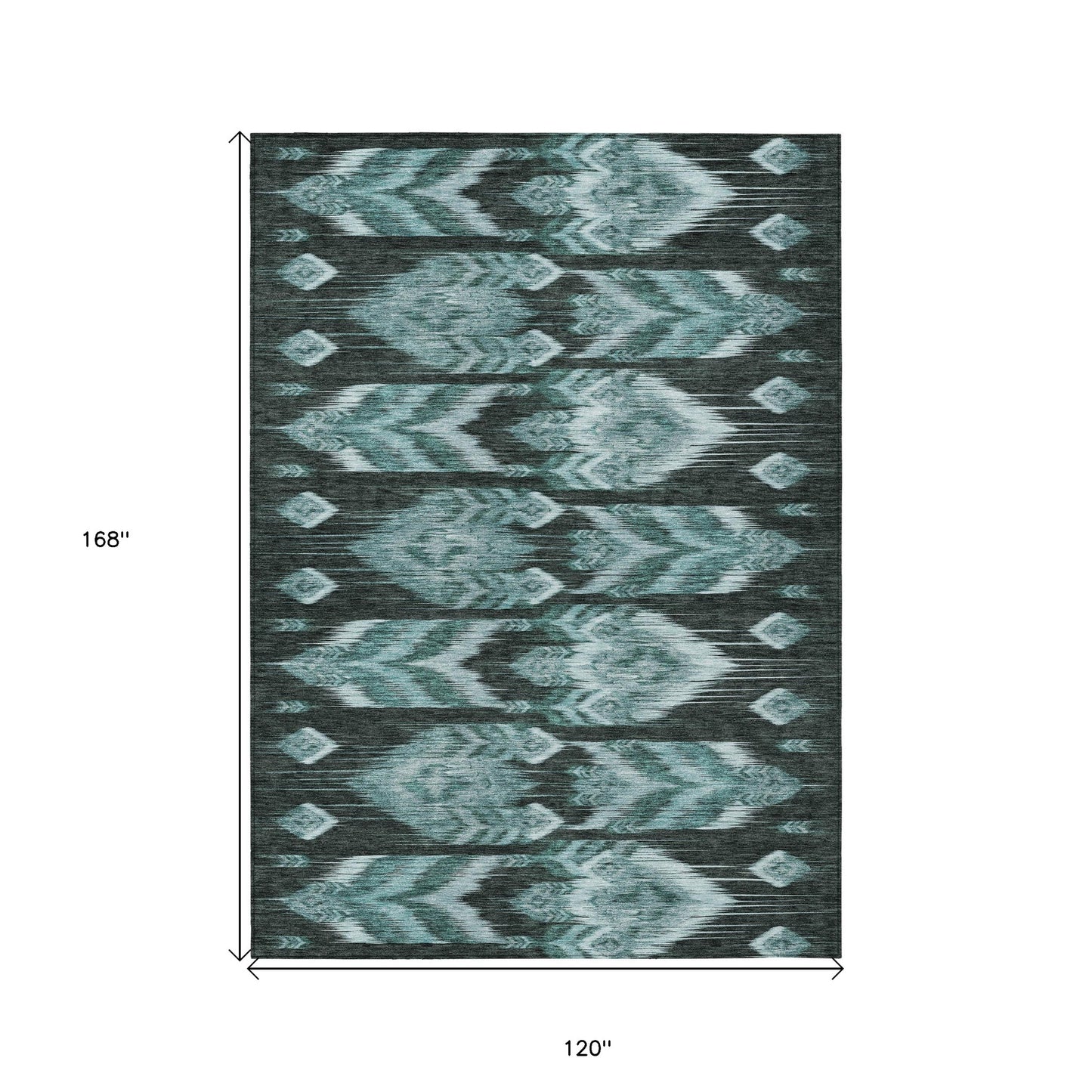 10' X 14' Teal Blue Aqua And Charcoal Southwestern Washable Indoor Outdoor Area Rug-2