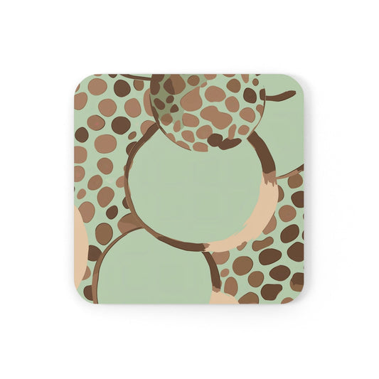 Coaster Set of 4 for Drinks Mint Green and Brown Spotted Illustration-0