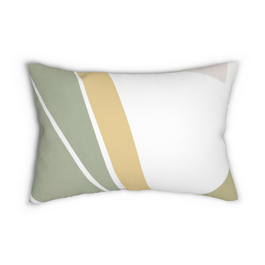 Decorative Lumbar Throw Pillow - Green Abstract Geometric Pattern-0