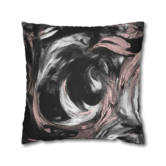 Decorative Throw Pillow Cover - Black Pink White Abstract Pattern-0
