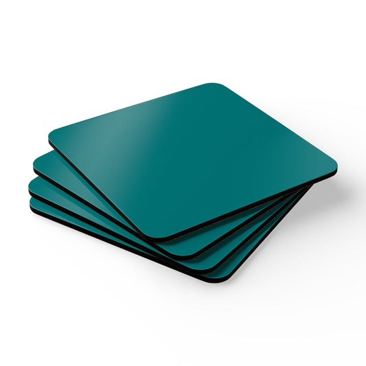 Handcrafted Square Coaster Set of 4 Dark Teal Green-0