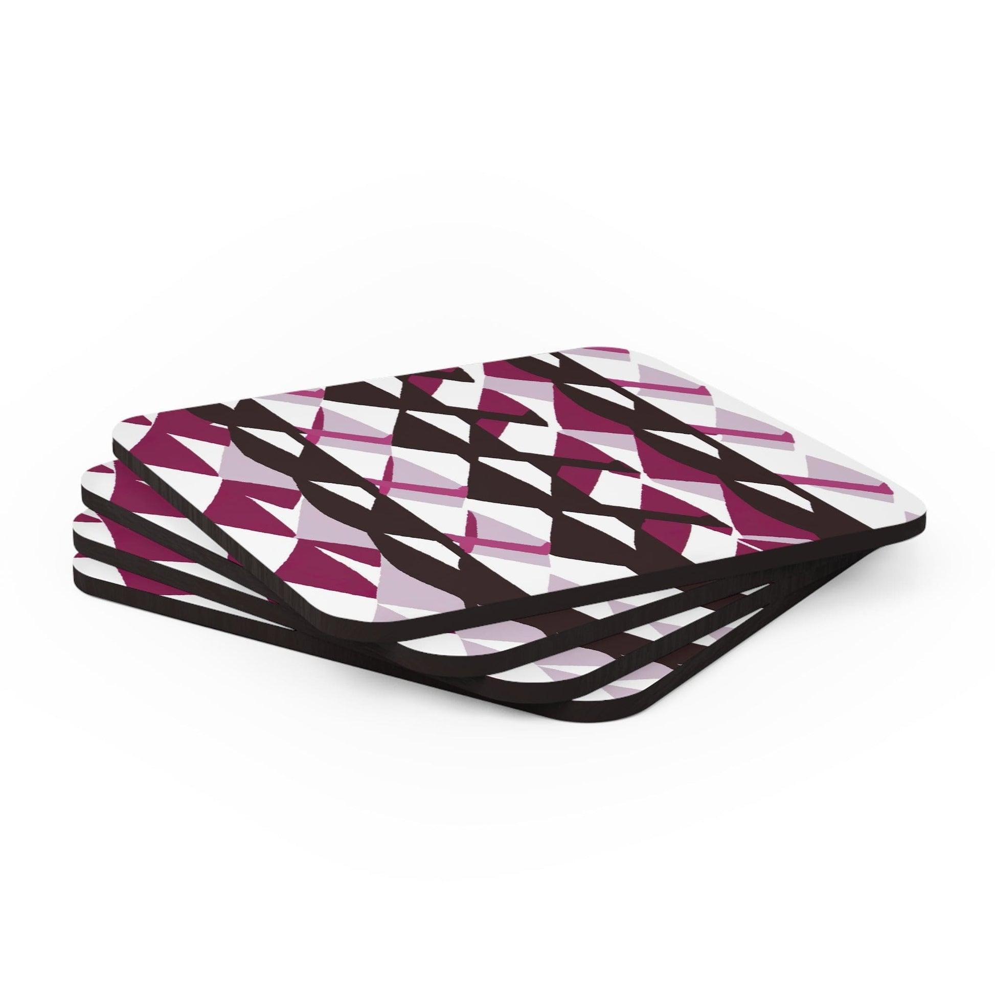 Handcrafted Square Coaster Set of 4 - Pink Mauve Pattern-3