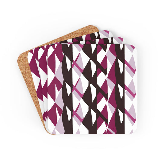Handcrafted Square Coaster Set of 4 - Pink Mauve Pattern-0